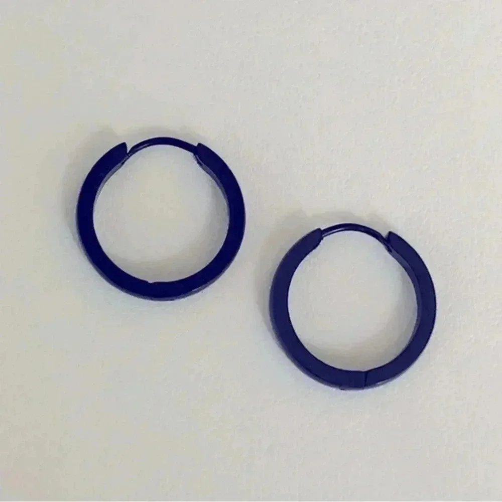 Black Clamp Hoop Thick Stainless Steel Earrings NWT